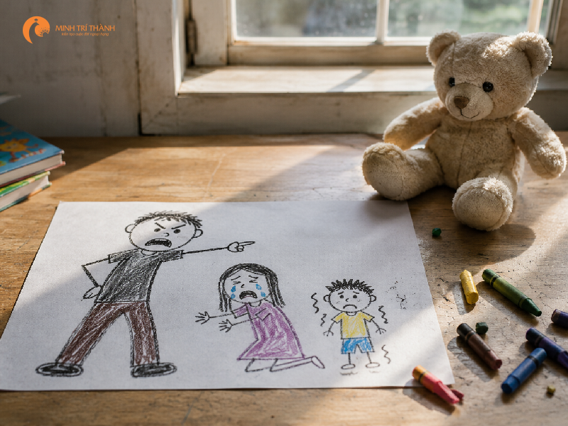bị chồng đánh ảnh hưởng tới con cái