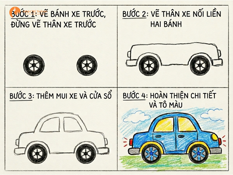 các bước dạy bé vẽ ô tô