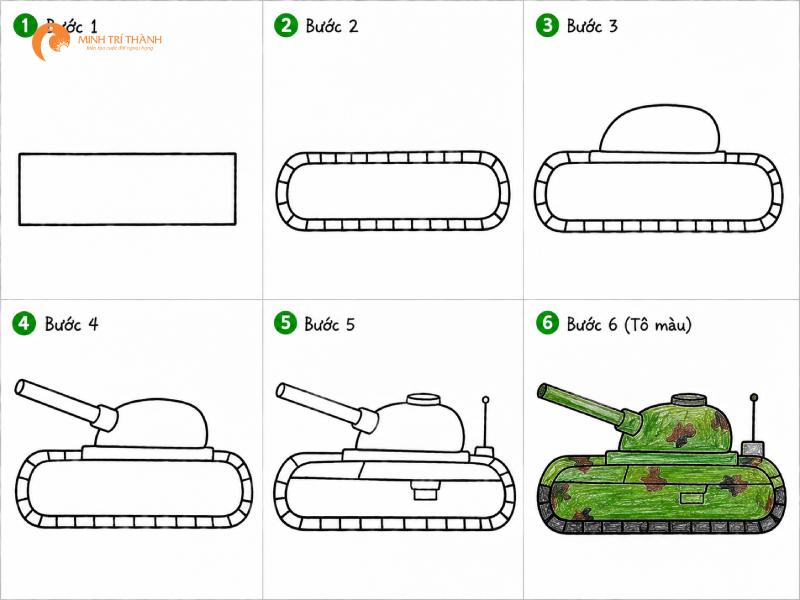 Dạy bé vẽ xe tăng