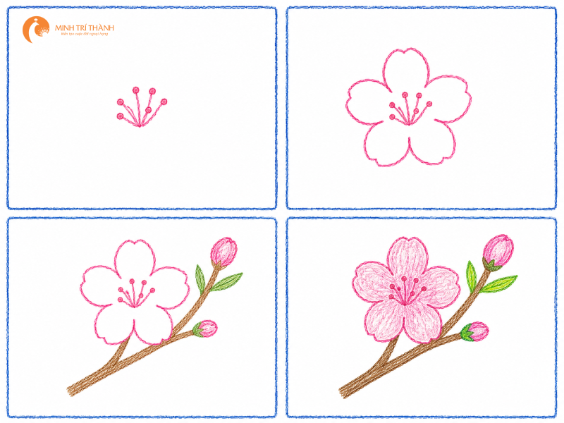 Dạy bé vẽ hoa đào