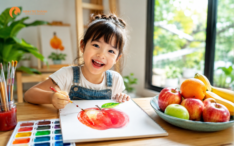 dạy bé vẽ hoa quả