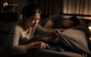 để quần lót dưới gối chồng
